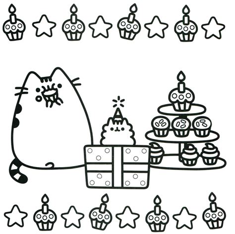 Pusheen Birthday Party Coloring Pages Pusheen Coloring Pages Cat