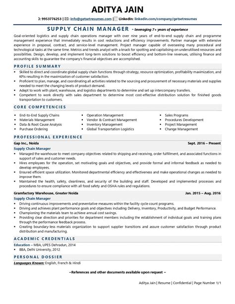 Supply Chain Manager Resume Examples Template With Job Winning Tips