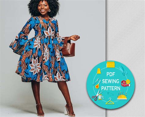 African Dress Pdf Sewing Pattern Women Clothing Sewing Etsy
