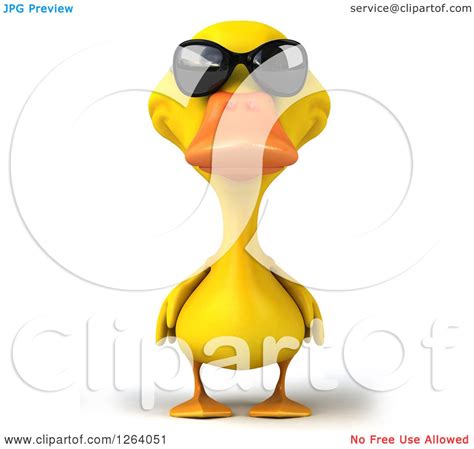 Clipart Of A 3d Yellow Duck Wearing Sunglasses Royalty Free Vector Illustration By Julos