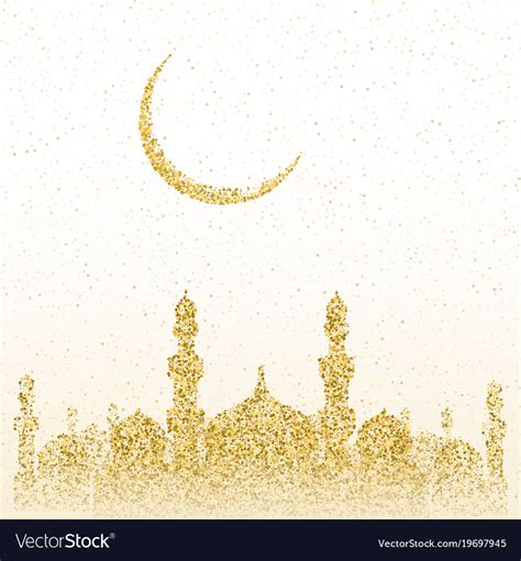 Ramadan Kareem Greeting With Golden Mosque Vector Image