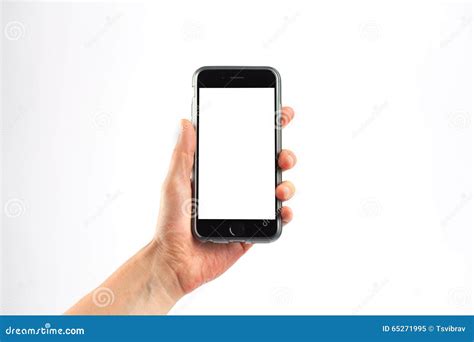 Female Hand Holding A Mobile Phone Vertically Stock Image Image Of