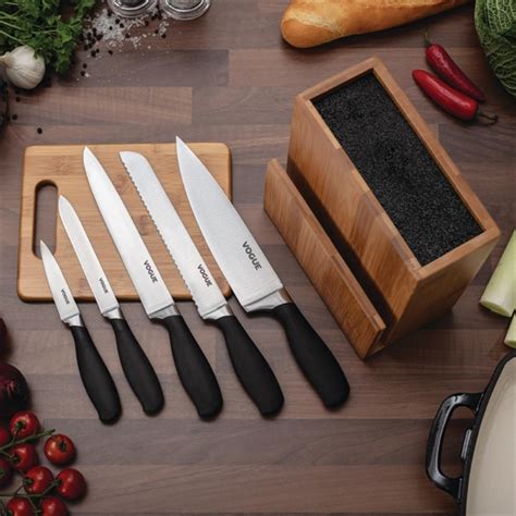 Vogue Prep Like A Pro 5 Piece Soft Grip Knife Set With Knife Block And