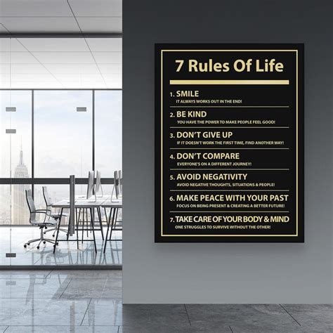 7 Rules Of Life Inspirational Quote Canvas Print Wall Art Etsy