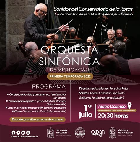 Cultura La Orquesta Sinfónica De Michoacán Rendirá Homenaje Al Mtro