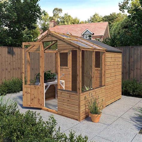 8 X 6 Shiplap Combi Greenhouse And Wooden Storage Shed Wooden Storage