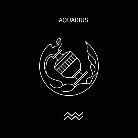 aquarius horoscope symbol in twelve zodiac constellation. a flat line