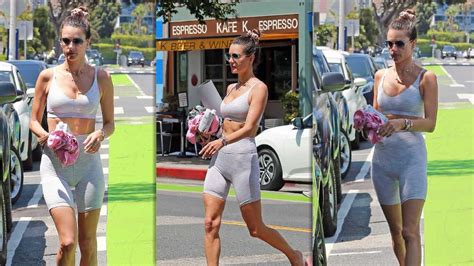 Alessandra Ambrosio Display Her Jaw Dropping Body In Tight Gym Outfits Gray Sports Bra Gym