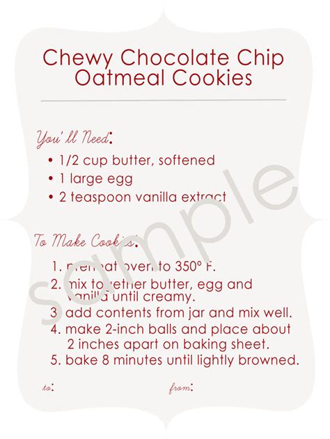 To increase protein, sharpe replaces the rolled oats with 1 cup almond eatingwell reader beverley sharpe of santa barbara, california, contributed this healthy chocolate chip cookie recipe. Chocolate Chip Cookie Mix + Printable - Cooking | Add a Pinch