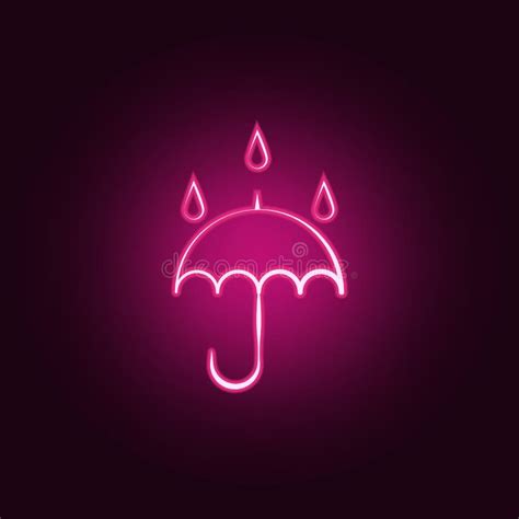 Rain Sign And Umbrella Icon Elements Of Weather In Neon Style Icons