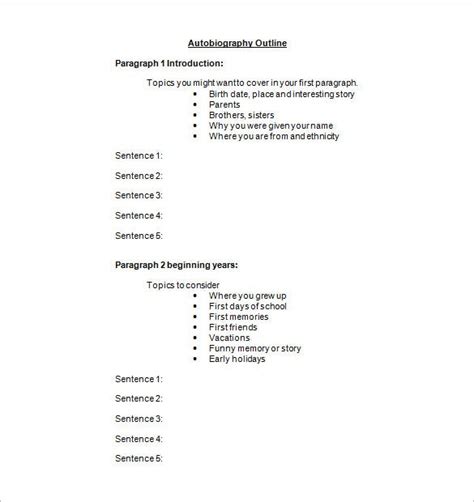 Autobiography Writing Template For Elementary Students 7