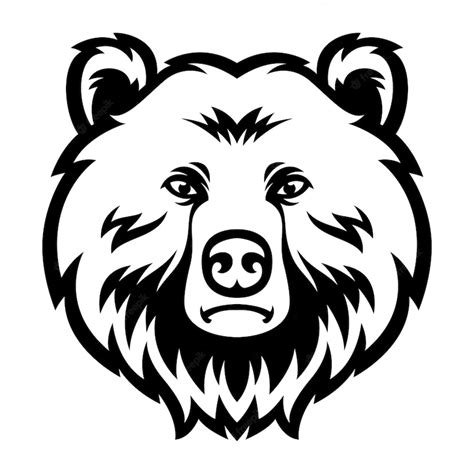 Premium Vector Bear Head Mascot Logo Black And White