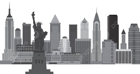 New York City Skyline Illustration Text Buildings Downtown Vector Text