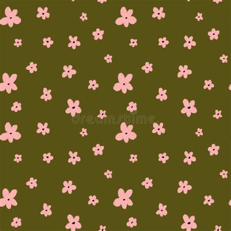 Flower Floral Pink Green Abstract Black Pattern Stock Illustration