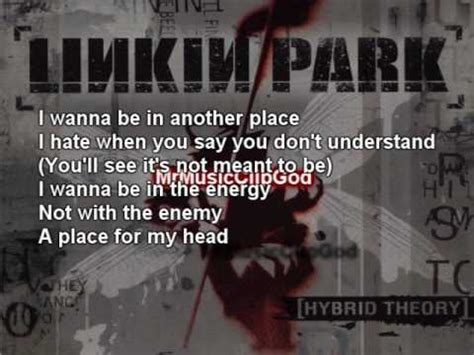 Linkin Park A Place For My Head Lyrics Youtube