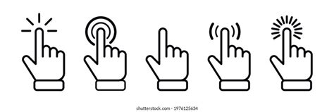 Set Hand Pointer Symbol Vectorclicking Cursor Stock Vector Royalty