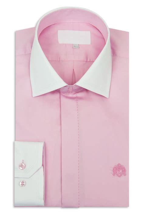 Pink Cutaway Collar Shirt With White Collar William Hunt Savile Row
