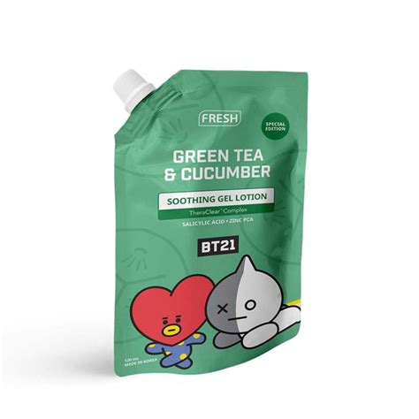 Fresh With Bt21 Green Tea And Cucumber Soothing Gel Lotion 120ml
