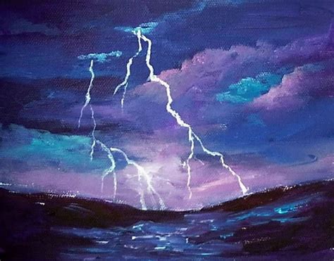 Lightening And Clouds Are Featured In This Storm Cloud Painting