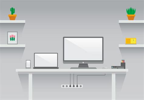 Clean And Modern Set Up Workspace Vector 144126 Vector Art At Vecteezy