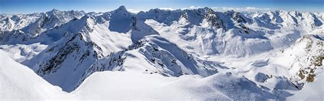 Zischgeles Stubai Alps Tyrol Austria Thick Snow Mountains Winter