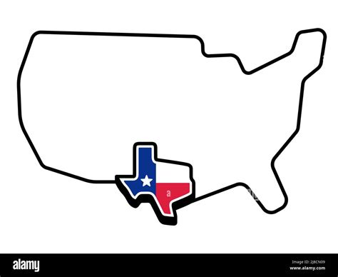 Stylized Usa Map With Texas State Outline And Flag Vector Clip Art
