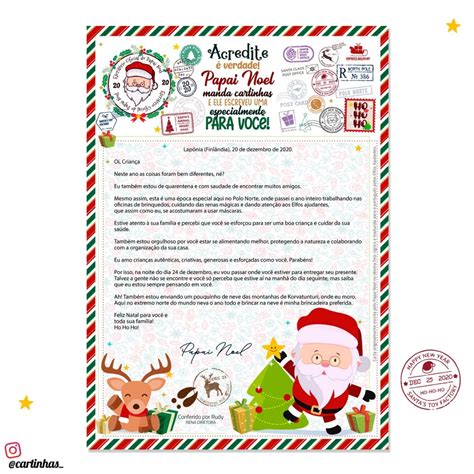 carta do papai noel com neve selos e carimbos do polo norte