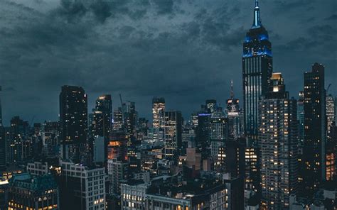 Download Wallpapers 4k New York Night Empire State Building Cityscapes New York City Nyc