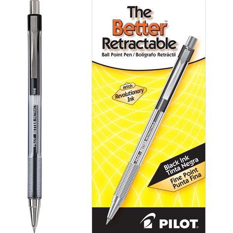 Pilot Better Retractable Ball Point Pens Fine Point Black 12 Count