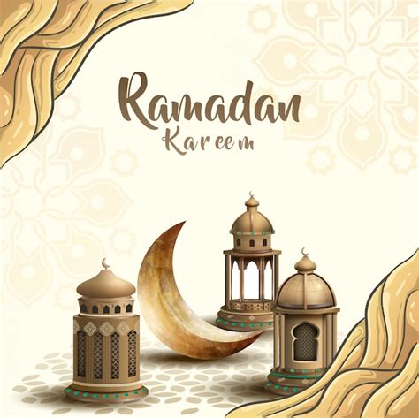 Islamic Greetings Ramadan Kareem Card Design Template Background With