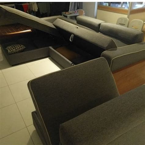 Grand Ikea Style Three Seater L Shaped Sofa Set With Storage Furniture