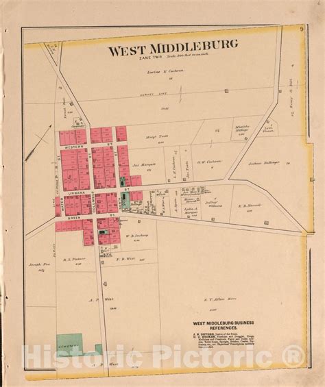 Historic 1890 Map Atlas Of Logan County Ohio West Middleburg
