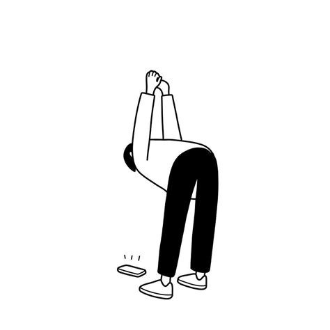 A Black And White Drawing Of A Person Bending Over With Their Hands On Their Hips