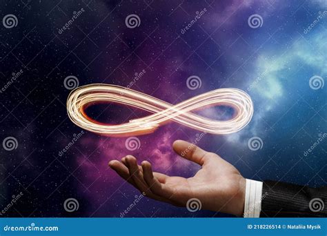 Hand Shows The Sign Of Infinity Stock Photo Image Of Data