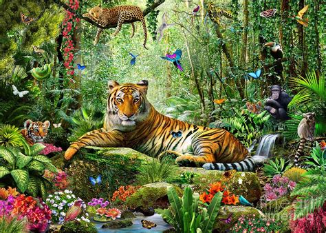 Tiger In The Jungle Jungle Art Tiger Art Animal Paintings