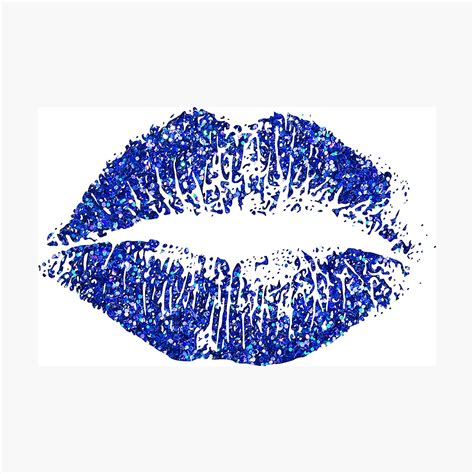 Stylish Blue Glitter Lips 2 Photographic Print By Enhan Redbubble