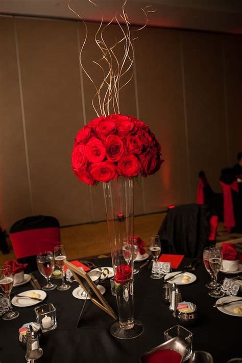 Elegant Red Roses Centerpiece Rose Centerpieces Red