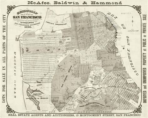 1890 Historical Map Of San Francisco In Sepia Photograph By Toby