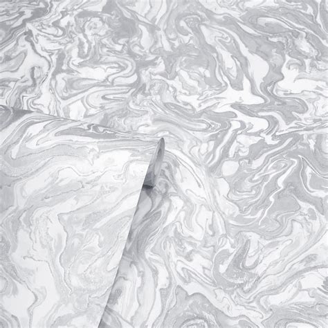Liquid Marble Navy Grey Wallpaper Arthouse Textured Glitter Silver