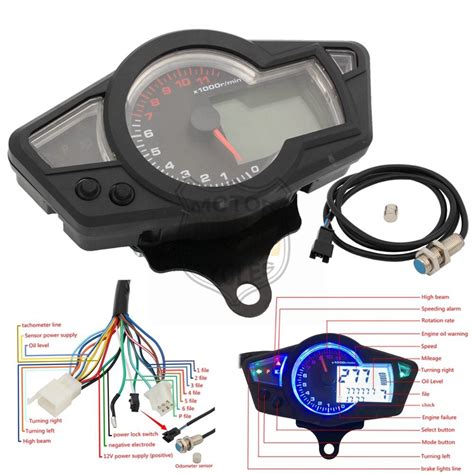 Universal Motorcycle Speedometer Lcd Digital Tachometer Odometer
