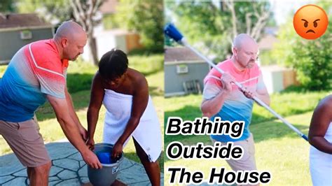 Bathing Outside The House To See My Husbands Reaction Youtube
