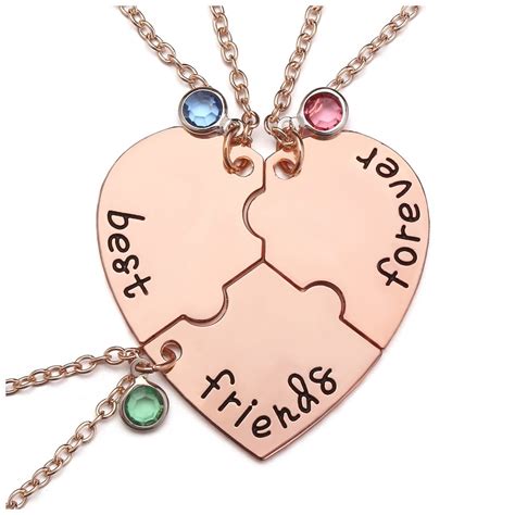Bff Necklace For 3 Best Friends Forever Puzzle Heart Etsy