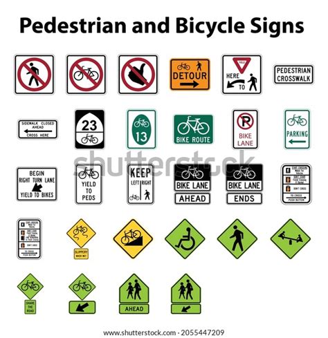 Set Usa Road Signs Pedestrian Bicycle Stock Vector Royalty Free