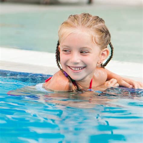 Pretty Little Girl In Swimming Stock Image Image Of Eyes