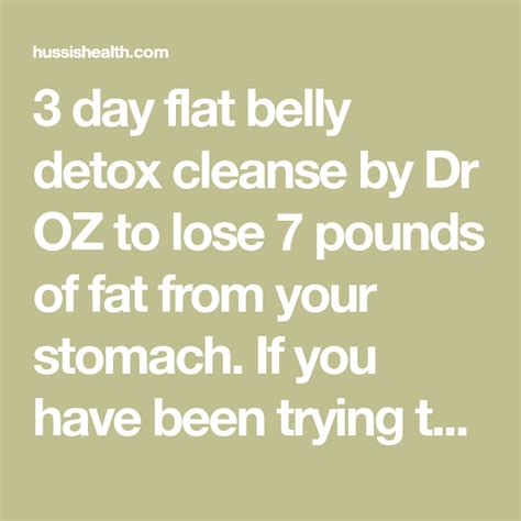 3 Day Flat Belly Detox Cleanse By Dr Oz To Lose 7 Pounds Flat Belly