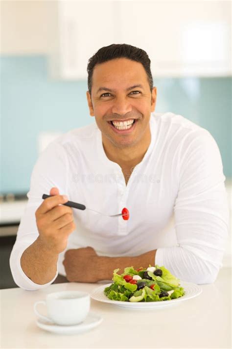 Man Eating Healthy Food Stock Image Image Of Adult Green 54453643