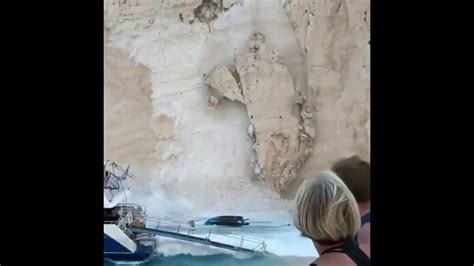 Cliff Collapse On Greeces Shipwreck Beach Injures Tourists Zante