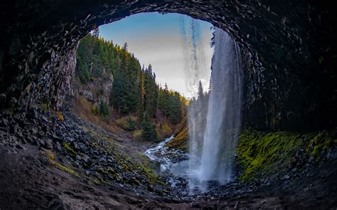 Download Wallpaper 2560x1600 Waterfall Arch Stones Forest Widescreen