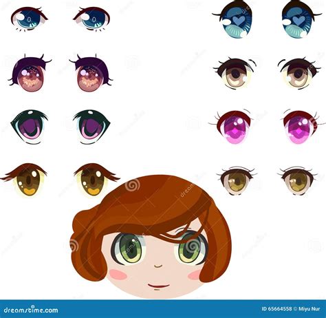 Anime Eyes Set Stock Vector Illustration Of Brown Green 65664558