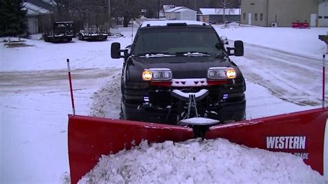 Snow Plowing Duramax Dually With Western Mvp3 Plow Youtube